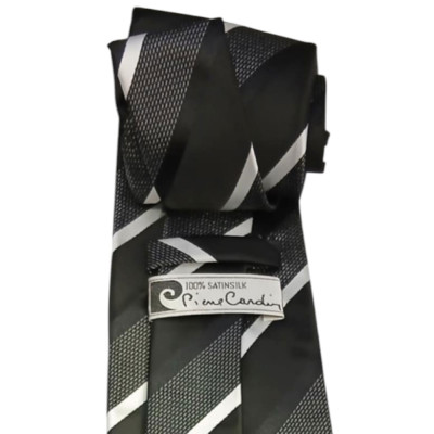 PIERRE CARDIN Σετ Δωρου SATIN SILK Γραβατα ριγε με Μανικετοκουμπα σε μαυρο γκρι χρωμα 90249-170 - KalliopiSilver PIERRE CARDIN Σετ Δωρου SATIN SILK Γραβατα ριγε με Μανικετοκουμπα σε μαυρο γκρι χρωμα 90249-170 - KalliopiSilver