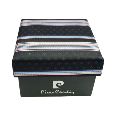 PIERRE CARDIN Σετ Δωρου SATIN SILK Γραβατα ριγε με Μανικετοκουμπα σε μπλε ροζ χρωμα 90249-200 - KalliopiSilver