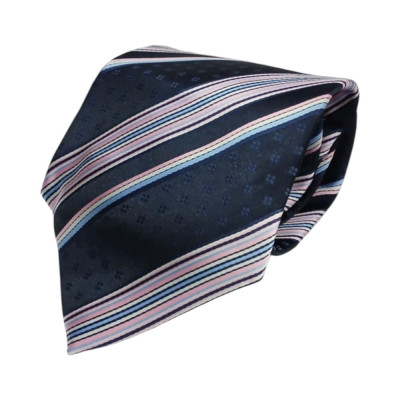 PIERRE CARDIN Σετ Δωρου SATIN SILK Γραβατα ριγε με Μανικετοκουμπα σε μπλε ροζ χρωμα 90249-200 - KalliopiSilver