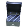 PIERRE CARDIN Σετ Δωρου SATIN SILK Γραβατα ριγε με Μανικετοκουμπα σε μπλε γαλαζιο χρωμα 90249-220