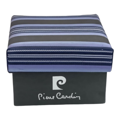 PIERRE CARDIN Σετ Δωρου SATIN SILK Γραβατα ριγε με Μανικετοκουμπα σε μπλε γαλαζιο χρωμα 90249-220
