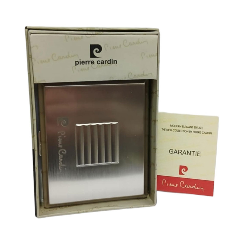 Μεταλλικη ταμπακιερα PIERRE CARDIN ασημι χρωμα 9,5χ8x1,5cm 99202-200 - KalliopiSilver