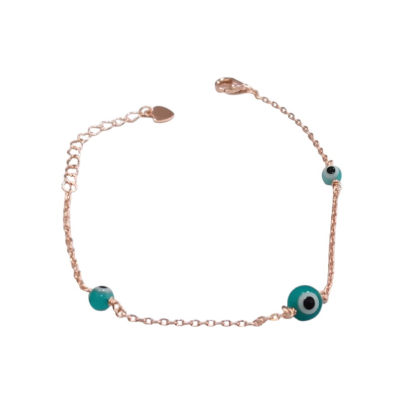 Γυναικείο βραχιόλι ασήμι 925 Prince silvero rose gold με 3 ματακια 9A-BR211-2Q - KalliopiSilver