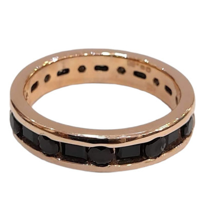 Γυναικειο ασημενιο δαχτυλιδι  prince silvero rose gold βερα με μαυρα ζιργκον 9a-rg021-2