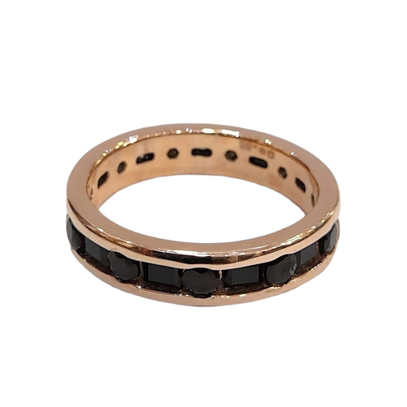 Γυναικειο ασημενιο δαχτυλιδι  prince silvero rose gold βερα με μαυρα ζιργκον 9a-rg021-2 - KalliopiSilver