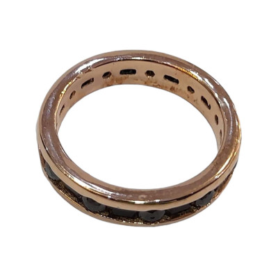 Γυναικειο ασημενιο δαχτυλιδι  prince silvero rose gold βερα με μαυρα ζιργκον 9a-rg021-2