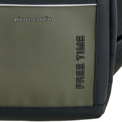Pierre Cardin Ανδρικο τσαντακι Ώμου με φερμουαρ μαυρο πρασινο ALAN09-2051-black-green