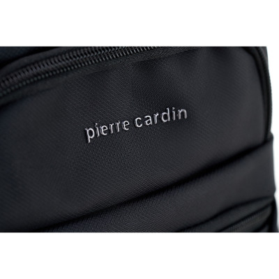 Pierre Cardin Ανδρικο τσαντακι Ώμου τριπλο φερμουαρ μαυρο μπλε ALAN09-2061-black-blue - KalliopiSilver