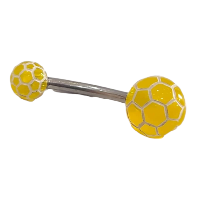 BD JEWELERY Piercing ατσάλι 316-L σκουλαρίκια belly αφαλού  σχεδιο κιτρινη μπαλα 2,5cm BD-1025