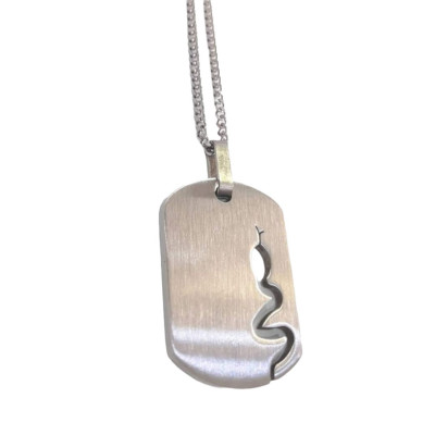 BD JEWELERY Ανδρικο κολιε ταυτοτητα από ατσαλι σχεδιο φιδι 2,5χ3cm αλυσιδα 50cm