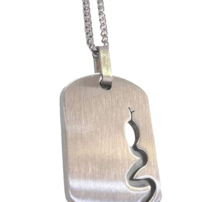 BD JEWELERY Ανδρικο κολιε ταυτοτητα από ατσαλι σχεδιο φιδι 2,5χ3cm αλυσιδα 50cm