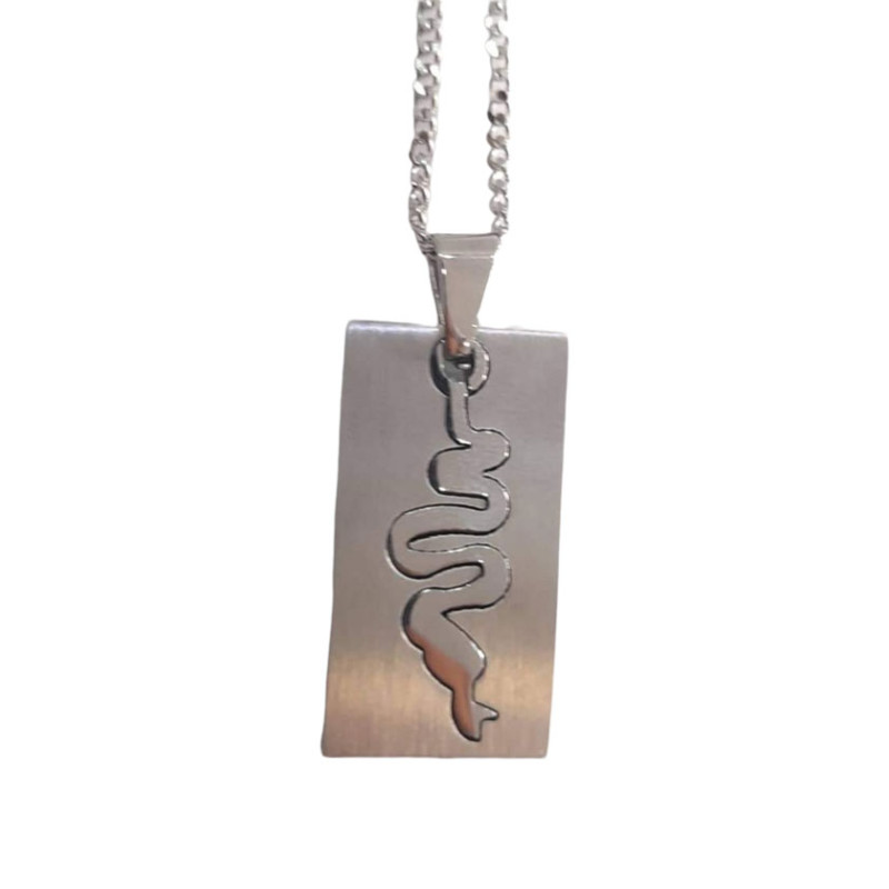 BD JEWELERY Ανδρικο κολιε ταυτοτητα από ατσαλι σχεδιο φιδι 2χ3cm αλυσιδα 50cm - KalliopiSilver
