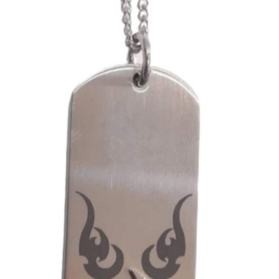 BD JEWELERY Ανδρικο κολιε ταυτοτητα από ατσαλι σχεδιο tribal 2χ4cm αλυσιδα 50cm