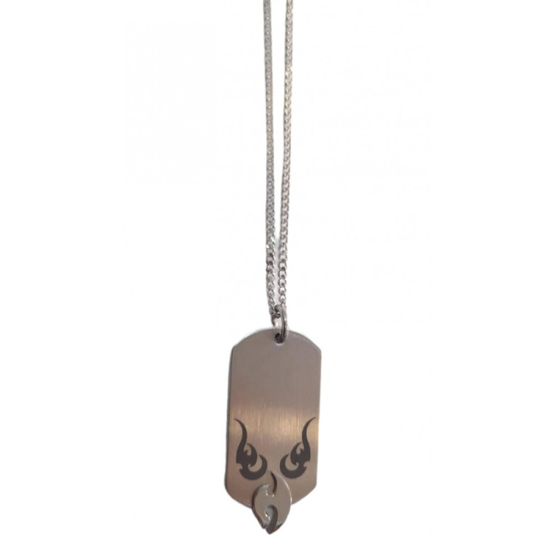 BD JEWELERY Ανδρικο κολιε ταυτοτητα από ατσαλι σχεδιο tribal 2χ4cm αλυσιδα 50cm - KalliopiSilver