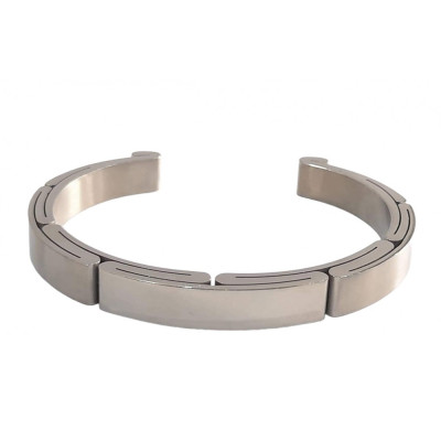 BD JEWELERY Ατσάλινο unisex ανοιχτο σταθερό βραχιόλι χειροπεδα διαμετρος 6,5cm πλατος 1cm
