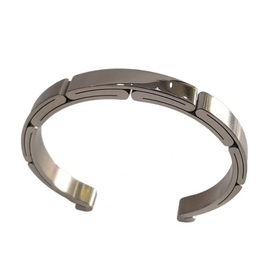 BD JEWELERY Ατσάλινο unisex ανοιχτο σταθερό βραχιόλι χειροπεδα διαμετρος 6,5cm πλατος 1cm - KalliopiSilver