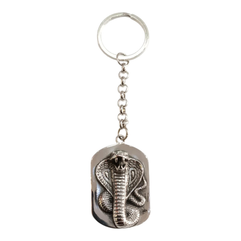 BD JEWELERY Μπρελοκ από ατσαλι ασημι φιδι κομπρα 4χ5χ12cm BSP1604 - KalliopiSilver