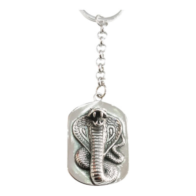 BD JEWELERY Μπρελοκ από ατσαλι ασημι φιδι κομπρα 4χ5χ12cm BSP1604 - KalliopiSilver