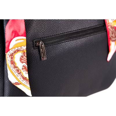 Τσάντα Ώμου Pierre Cardin Μαύρη Eco Leather με Ιμάντα & Αλυσίδα με Πολύχρωμο Μαντήλι CH06-73774-black