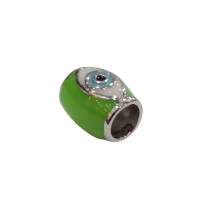 Kalliopisilver Ασημενιο 925 Σύμβολο charm στρογγυλο με πρασινο σμαλτο και ματι D019