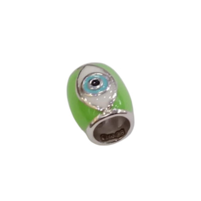 Kalliopisilver Ασημενιο 925 Σύμβολο charm στρογγυλο με πρασινο σμαλτο και ματι D019 - KalliopiSilver