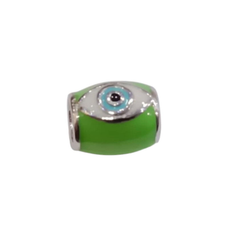Kalliopisilver Ασημενιο 925 Σύμβολο charm στρογγυλο με πρασινο σμαλτο και ματι D019 - KalliopiSilver