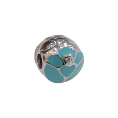 Kalliopisilver Ασημενιο 925 Σύμβολο charm στρογγυλο ασημι με γαλαζιο σμαλτο D030-1-LIGHTBLUE