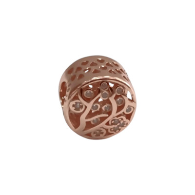 Kalliopisilver Ασημενιο 925 Σύμβολο charm στρογγυλο ροζ gold με ζιργκον D056