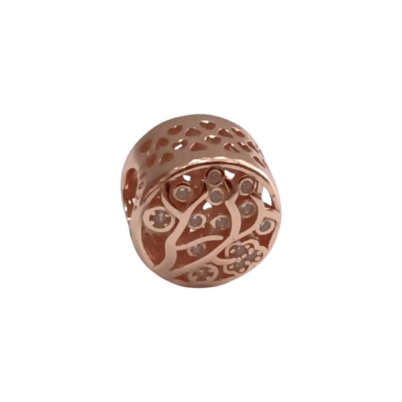 Kalliopisilver Ασημενιο 925 Σύμβολο charm στρογγυλο ροζ gold με ζιργκον D056 - KalliopiSilver