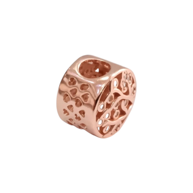 Kalliopisilver Ασημενιο 925 Σύμβολο charm στρογγυλο ροζ gold με ζιργκον D056 - KalliopiSilver
