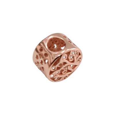 Kalliopisilver Ασημενιο 925 Σύμβολο charm στρογγυλο ροζ gold με ζιργκον D056 - KalliopiSilver