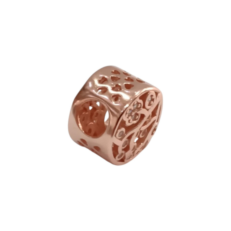 Kalliopisilver Ασημενιο 925 Σύμβολο charm στρογγυλο ροζ gold με ζιργκον D056 - KalliopiSilver