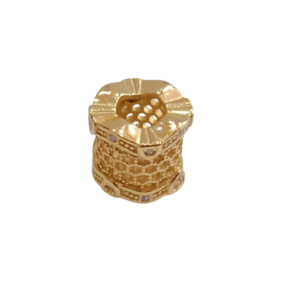 Kalliopisilver Ασημενιο 925 Σύμβολο charm στρογγυλο χρυσο διατρητο με καρδιες και ζιργκον D108-1-GOLD - KalliopiSilver