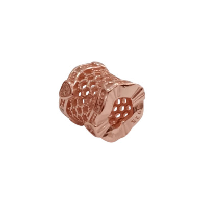 Kalliopisilver Ασημενιο 925 Σύμβολο charm στρογγυλο ροζ χρυσο διατρητο με καρδιες και ζιργκον D108-RGOLD