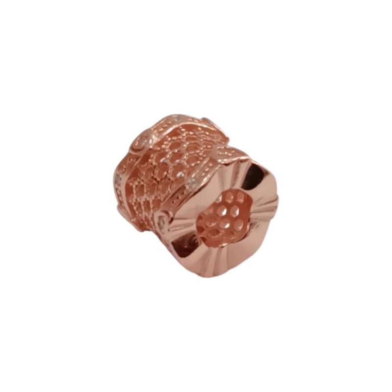 Kalliopisilver Ασημενιο 925 Σύμβολο charm στρογγυλο ροζ χρυσο διατρητο με καρδιες και ζιργκον D108-RGOLD - KalliopiSilver