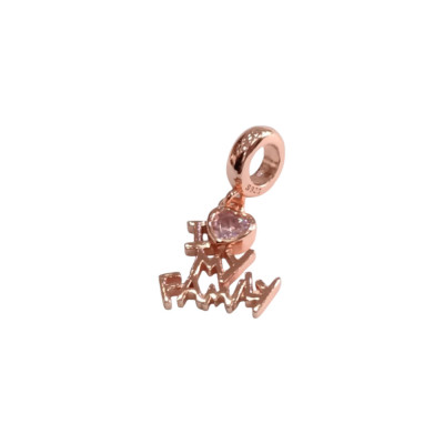 Kalliopisilver Ασημενιο 925 Συμβολο Charm Ροζ Χρυσό I Love My Family D118-1-RGOLD