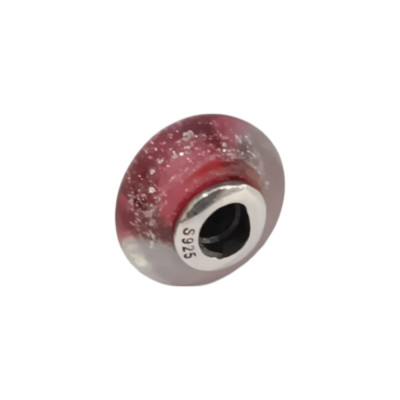 Kalliopisilver Ασημενιο 925 Σύμβολο charm με κοκκινο λευκο Γυαλί Murano D173 - KalliopiSilver