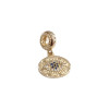 Kalliopisilver Ασημενιο 925 Σύμβολο charm χρυσο αναγλυφο ματι με μπλε ζιργκον D227-GOLD