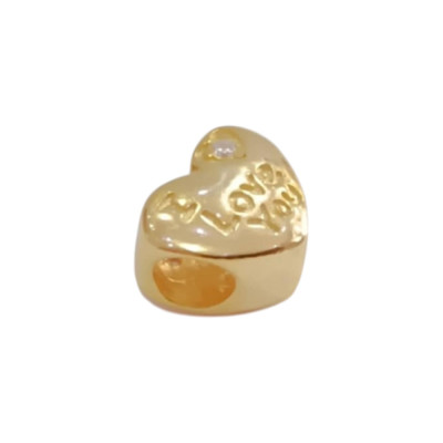 Kalliopisilver Ασημενιο 925 Σύμβολο charm με χρυση καρδια I LOVE YOU D246