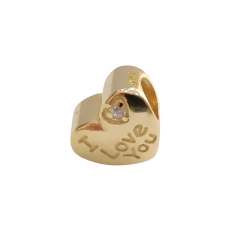 Kalliopisilver Ασημενιο 925 Σύμβολο charm με χρυση καρδια I LOVE YOU D246 - KalliopiSilver