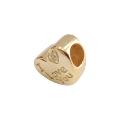 Kalliopisilver Ασημενιο 925 Σύμβολο charm με χρυση καρδια I LOVE YOU D246 - KalliopiSilver