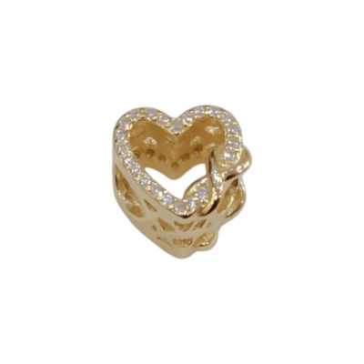Kalliopisilver Ασημενιο 925 Σύμβολο charm χρυση διατρητη καρδια με απειρο και ζιργκον D347