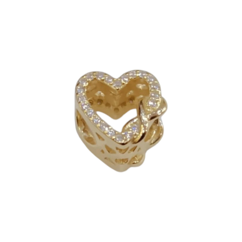 Kalliopisilver Ασημενιο 925 Σύμβολο charm χρυση διατρητη καρδια με απειρο και ζιργκον D347 - KalliopiSilver