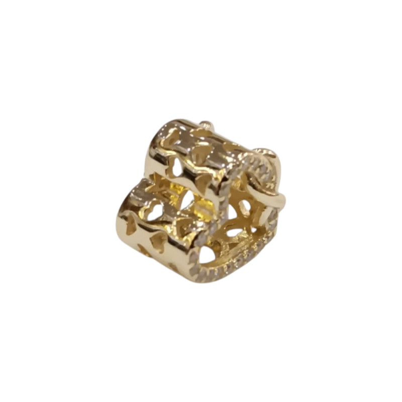 Kalliopisilver Ασημενιο 925 Σύμβολο charm χρυση διατρητη καρδια με απειρο και ζιργκον D347 - KalliopiSilver