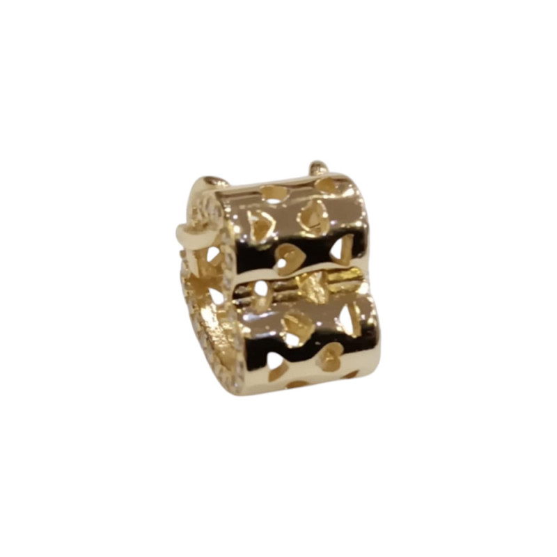Kalliopisilver Ασημενιο 925 Σύμβολο charm χρυση διατρητη καρδια με απειρο και ζιργκον D347 - KalliopiSilver
