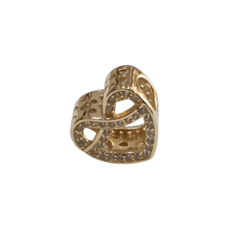 Kalliopisilver Ασημενιο 925 Συμβολο Charm χρυση καρδια με απειρο και ζιργκον D412 - KalliopiSilver