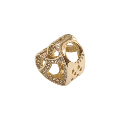 Kalliopisilver Ασημενιο 925 Συμβολο Charm χρυση καρδια με απειρο και ζιργκον D412