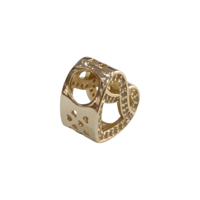 Kalliopisilver Ασημενιο 925 Συμβολο Charm χρυση καρδια με απειρο και ζιργκον D412 - KalliopiSilver