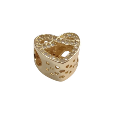 Kalliopisilver Ασημενιο 925 Συμβολο Charm χρυση καρδια με απειρο και ζιργκον D412 - KalliopiSilver