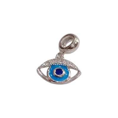 Kalliopisilver Ασημενιο 925 Συμβολο Charm Διατρητό σημι Μάτι με Ζιργκόν D460-SILVER